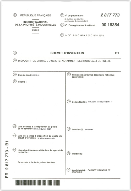 Granulateur GR60-180 patent