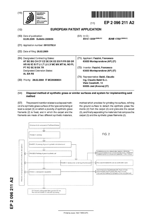 Synthetic grass disposal plant patent